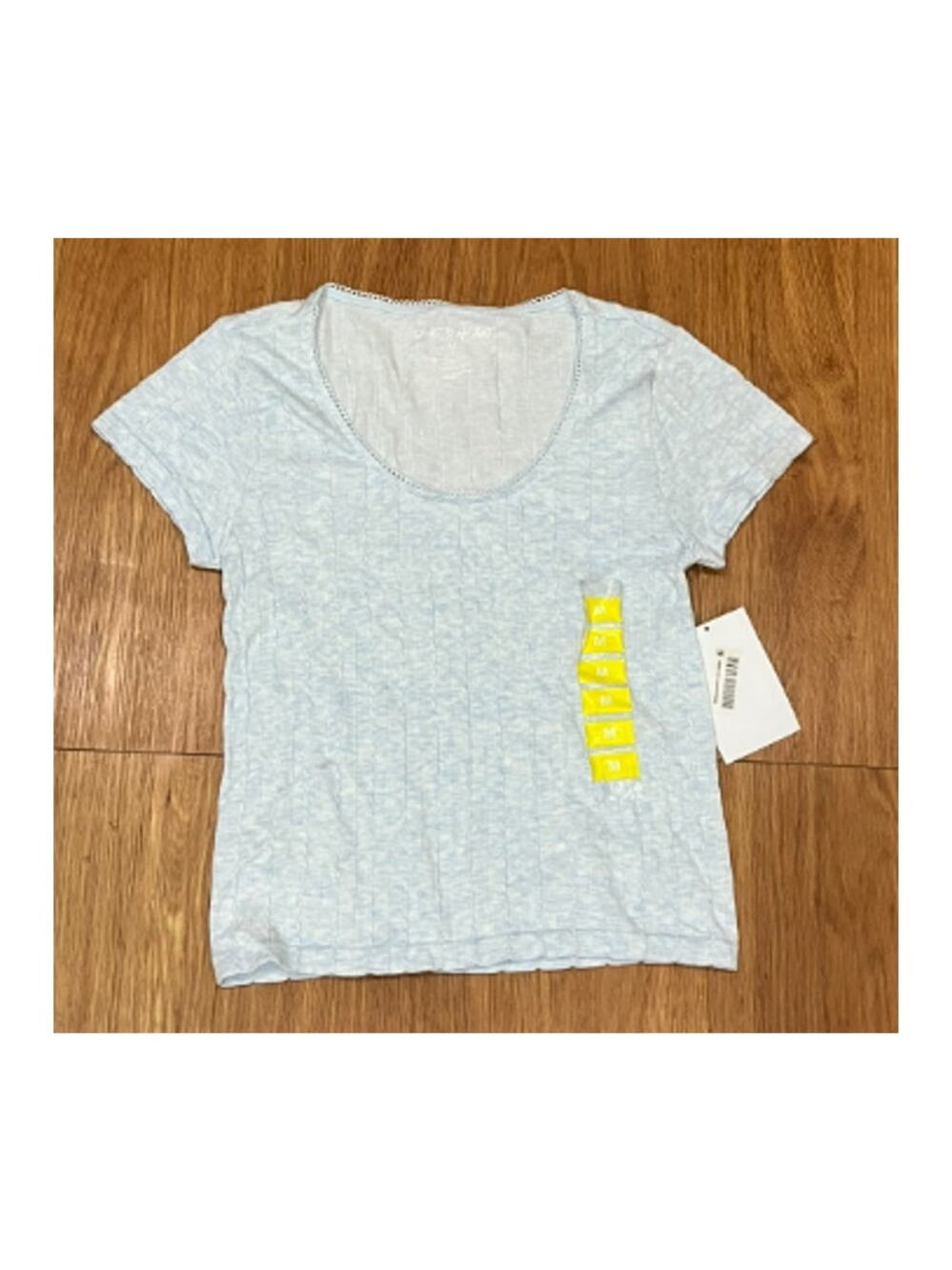 Planet Heart Juniors Picot Edge Neckline T-Shirt Blue M